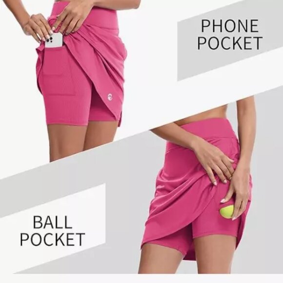 NEW M MOTEEPI Womans Golf Skirt Knee Length Skorts with Pockets Rose XL - Picture 9 of 9
